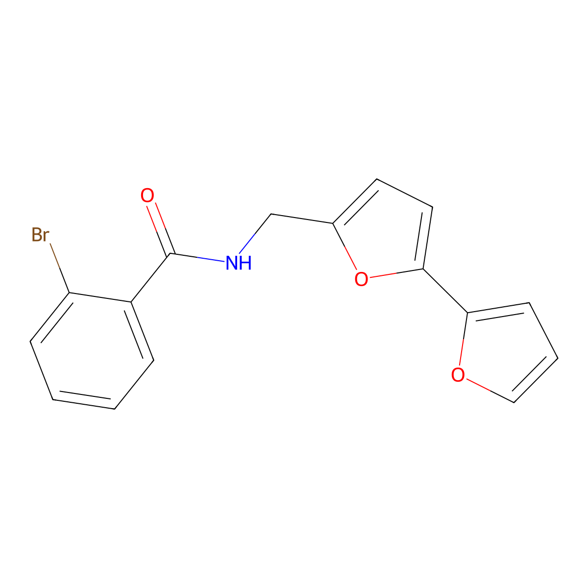 N-([2,2'-bifuran]-5-ylmethyl)-2-bromobenzamide molecular structure, CAS 2034594-38-0
