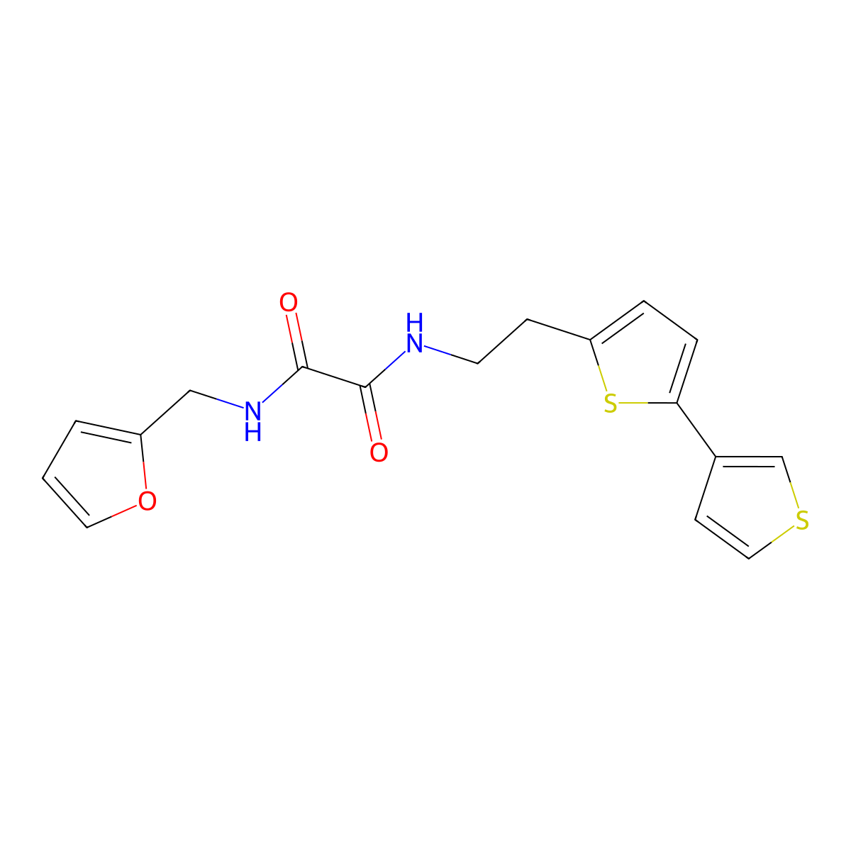 N-(2-{[2,3'-bithiophene]-5-yl}ethyl)-N'-[(furan-2-yl)methyl]ethanediamide molecular structure, CAS 2034594-39-1