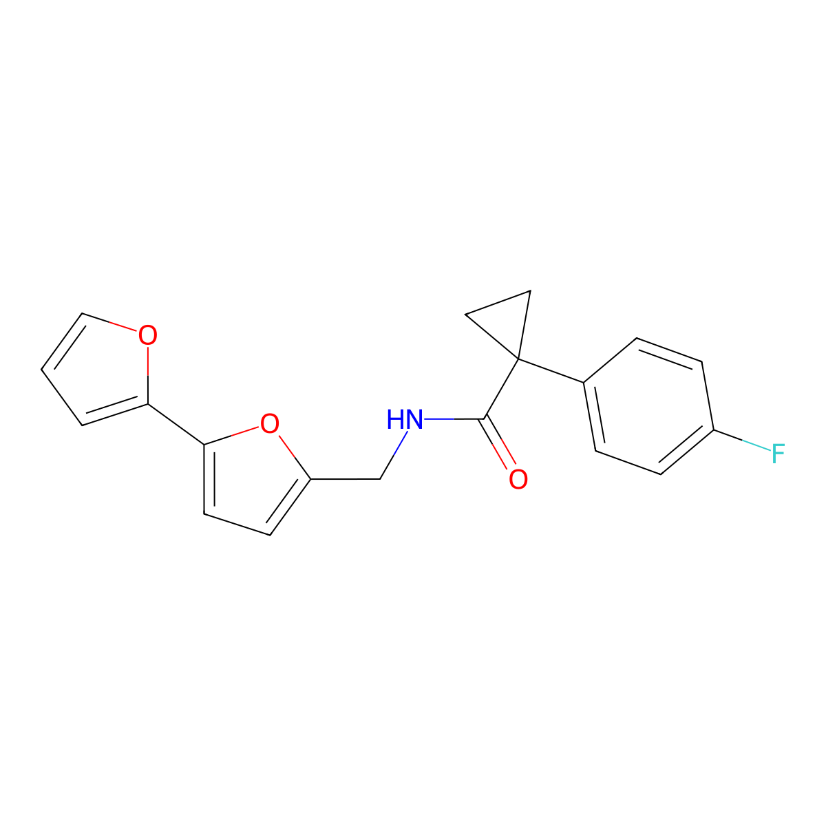 N-([2,2'-bifuran]-5-ylmethyl)-1-(4-fluorophenyl)cyclopropanecarboxamide molecular structure, CAS 2034594-44-8