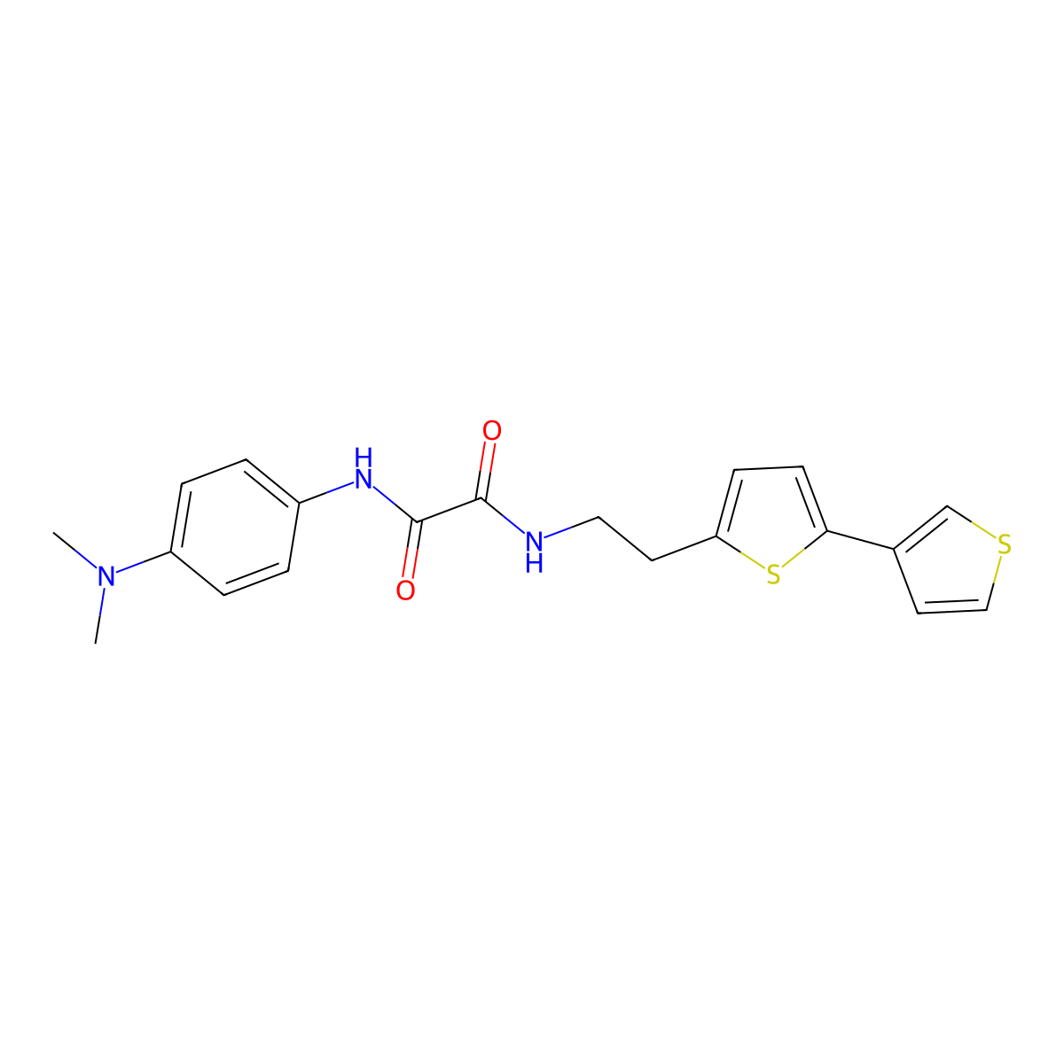 N1-(2-([2,3'-bithiophen]-5-yl)ethyl)-N2-(4-(dimethylamino)phenyl)oxalamide molecular structure, CAS 2034594-56-2