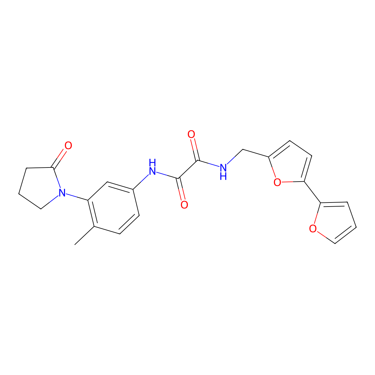 N-({[2,2'-bifuran]-5-yl}methyl)-N'-[4-methyl-3-(2-oxopyrrolidin-1-yl)phenyl]ethanediamide molecular structure, CAS 2034594-59-5