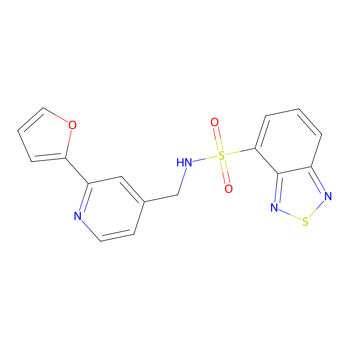 N-((2-(furan-2-yl)pyridin-4-yl)methyl)benzo[c][1,2,5]thiadiazole-4-sulfonamide molecular structure, CAS 2034594-69-7