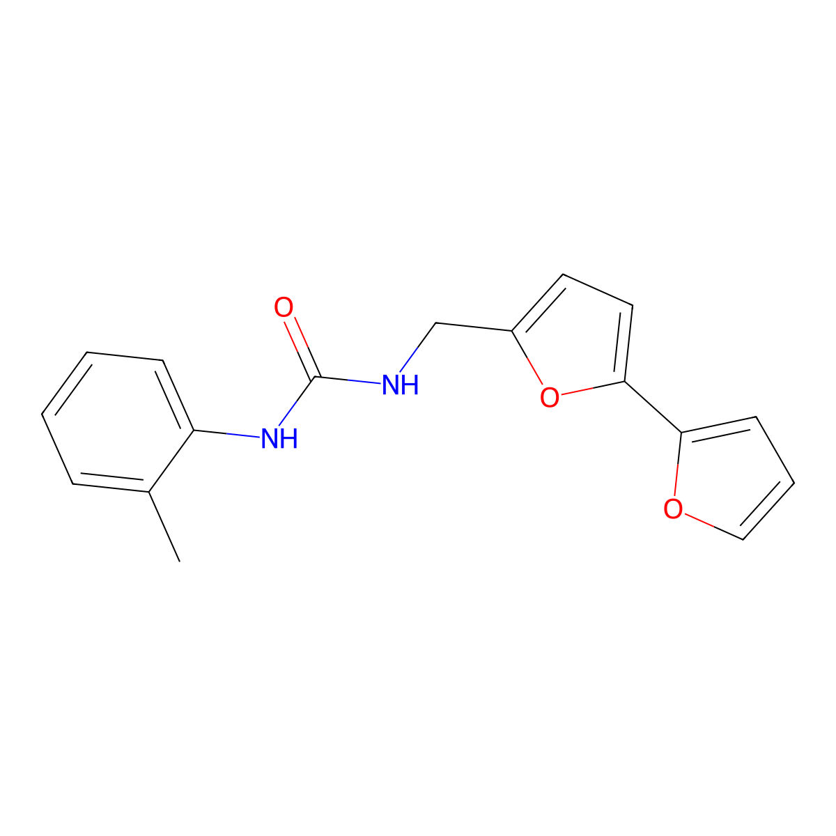 3-({[2,2'-Bifuran]-5-yl}methyl)-1-(2-methylphenyl)urea molecular structure, CAS 2034594-73-3