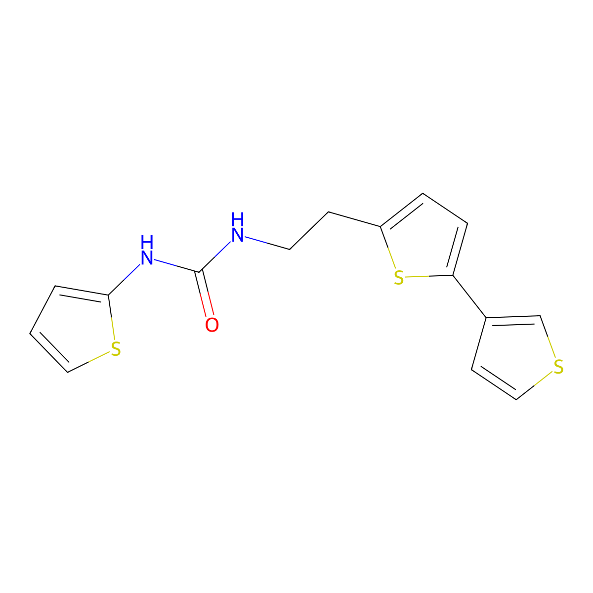 3-(2-{[2,3'-Bithiophene]-5-yl}ethyl)-1-(thiophen-2-yl)urea molecular structure, CAS 2034594-82-4