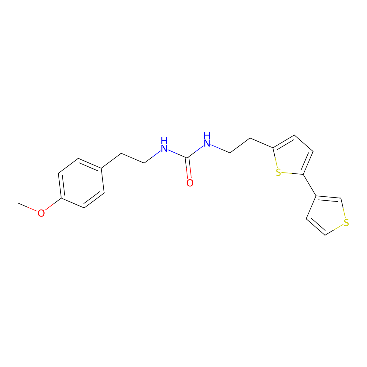 3-(2-{[2,3'-Bithiophene]-5-yl}ethyl)-1-[2-(4-methoxyphenyl)ethyl]urea molecular structure, CAS 2034594-89-1