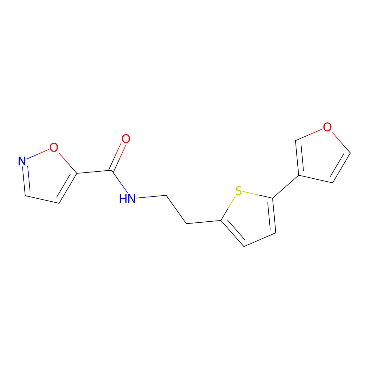 N-{2-[5-(furan-3-yl)thiophen-2-yl]ethyl}-1,2-oxazole-5-carboxamide molecular structure, CAS 2034594-95-9