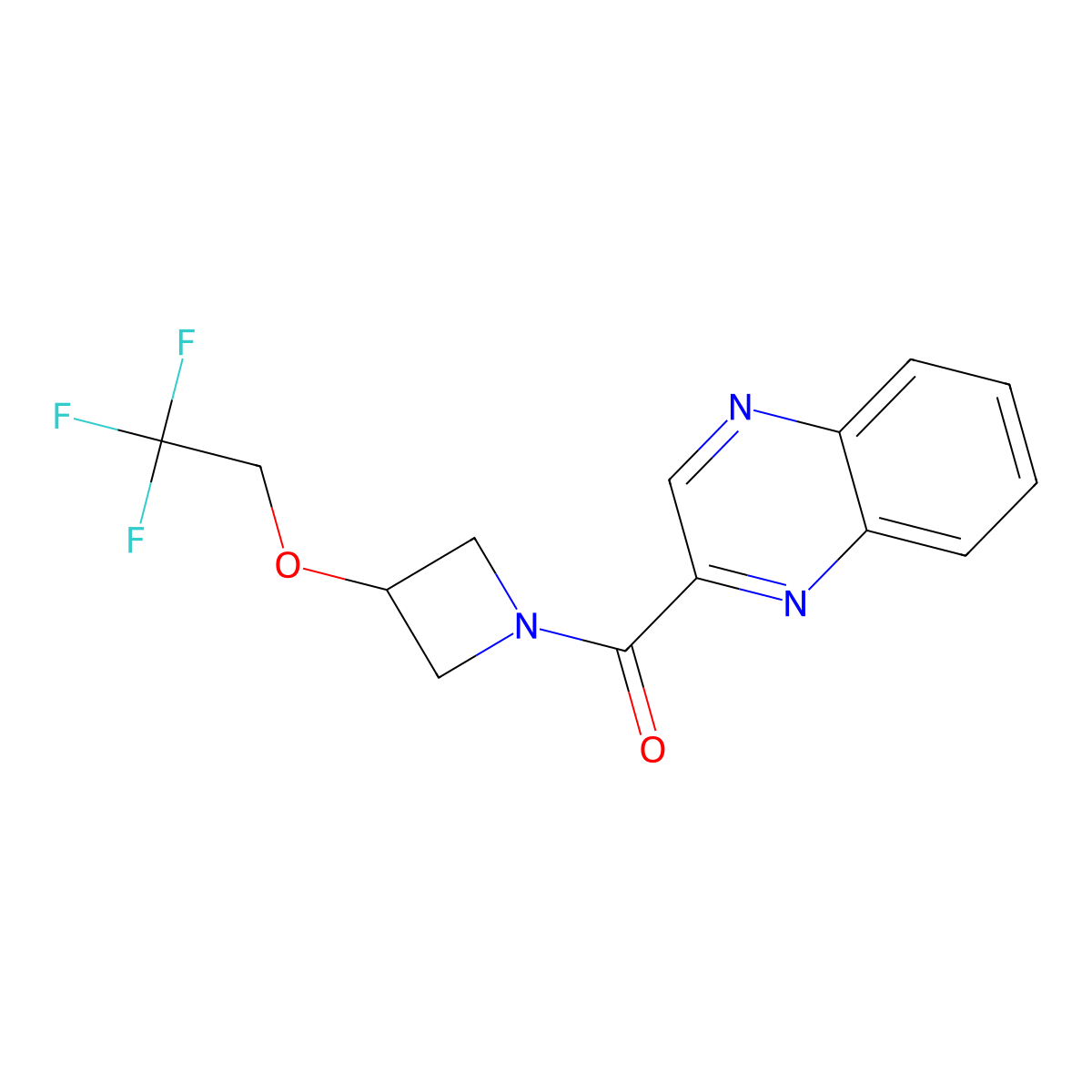 Quinoxalin-2-yl(3-(2,2,2-trifluoroethoxy)azetidin-1-yl)methanone molecular structure, CAS 2034594-96-0