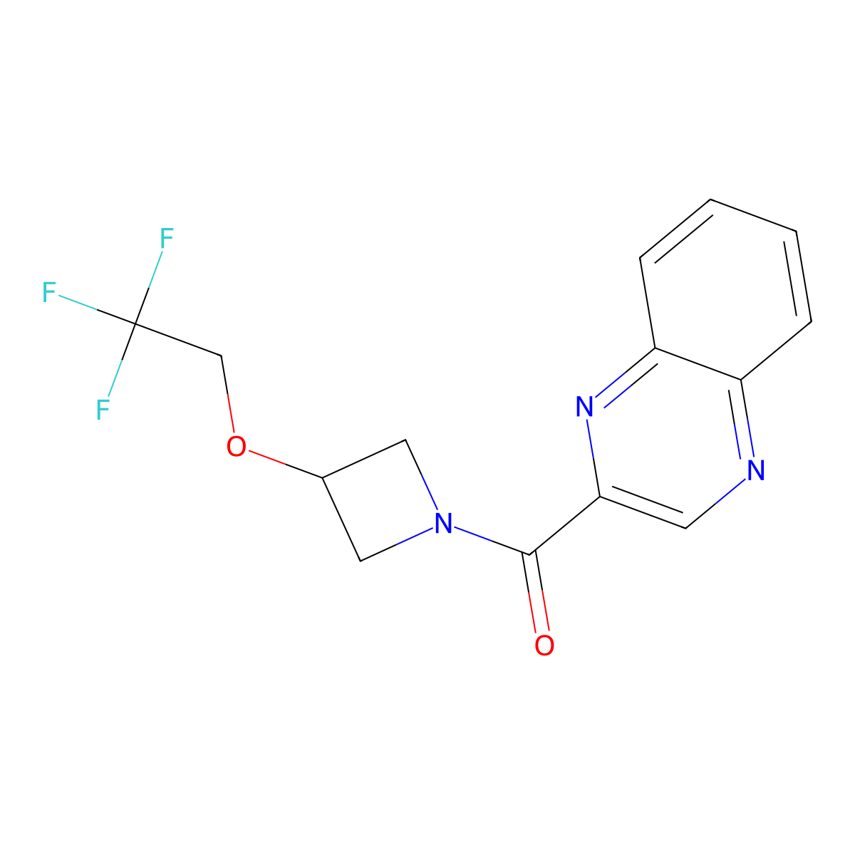Quinoxalin-2-yl(3-(2,2,2-trifluoroethoxy)azetidin-1-yl)methanone molecular structure, CAS 2034594-96-0