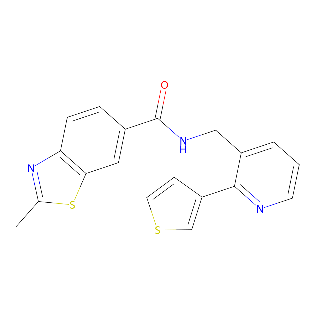 2-methyl-N-((2-(thiophen-3-yl)pyridin-3-yl)methyl)benzo[d]thiazole-6-carboxamide molecular structure, CAS 2034595-02-1