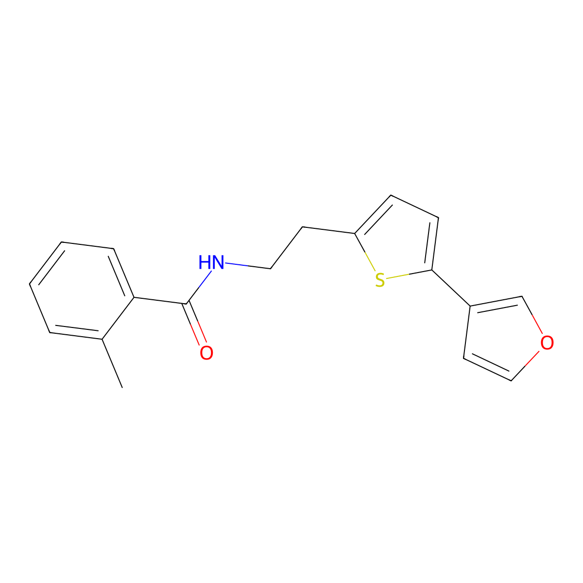 N-(2-(5-(furan-3-yl)thiophen-2-yl)ethyl)-2-methylbenzamide molecular structure, CAS 2034595-03-2