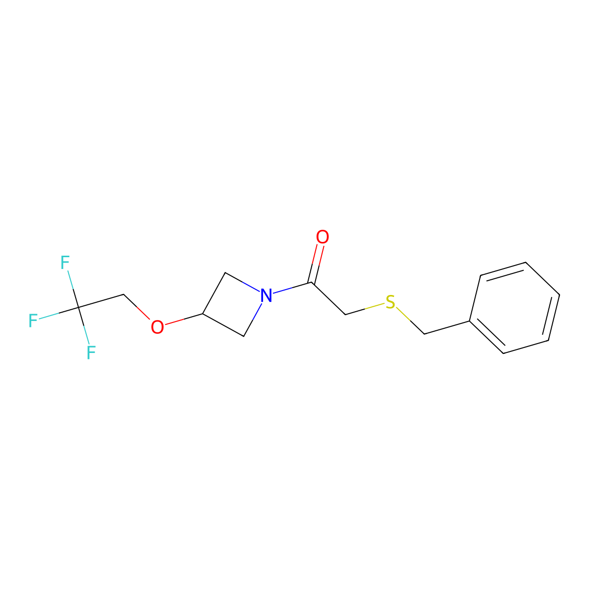 2-(Benzylthio)-1-(3-(2,2,2-trifluoroethoxy)azetidin-1-yl)ethanone molecular structure, CAS 2034595-08-7