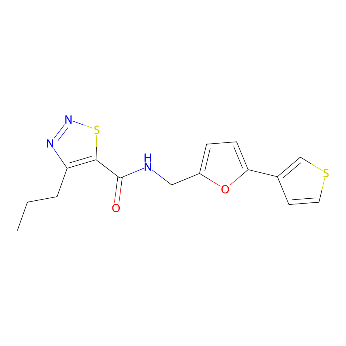 4-propyl-N-((5-(thiophen-3-yl)furan-2-yl)methyl)-1,2,3-thiadiazole-5-carboxamide molecular structure, CAS 2034595-10-1