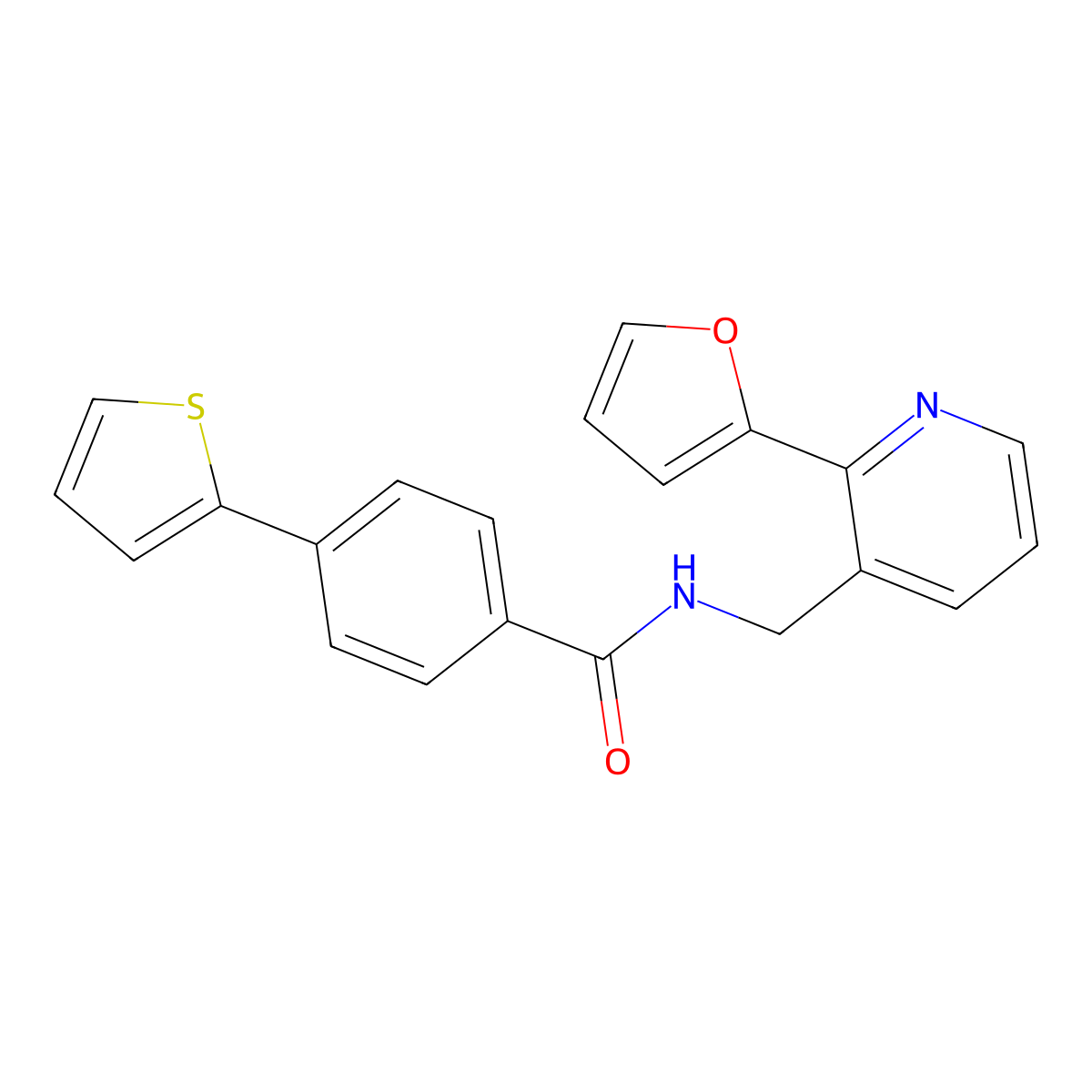 N-((2-(furan-2-yl)pyridin-3-yl)methyl)-4-(thiophen-2-yl)benzamide molecular structure, CAS 2034595-14-5