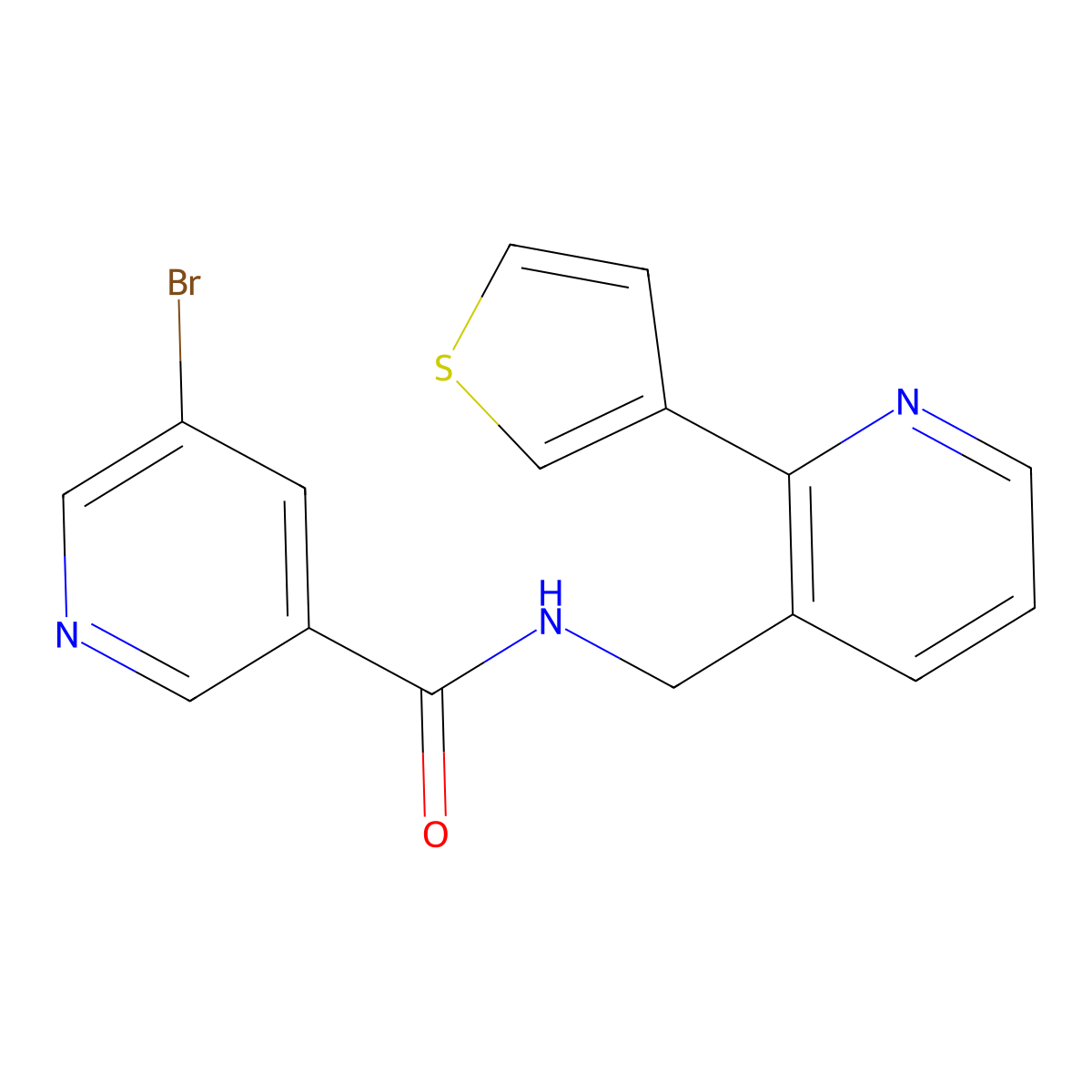 5-bromo-N-((2-(thiophen-3-yl)pyridin-3-yl)methyl)nicotinamide molecular structure, CAS 2034595-18-9