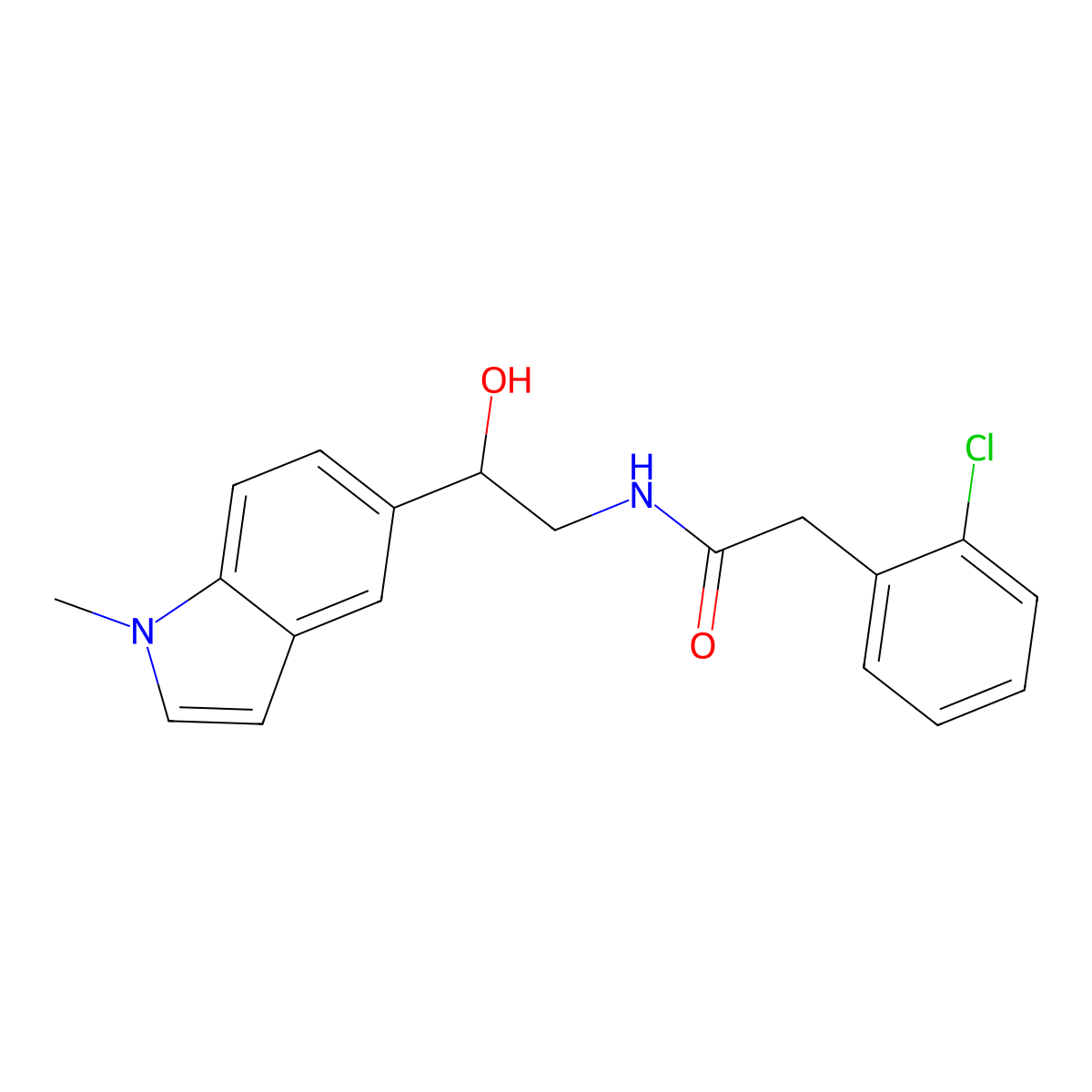 2-(2-chlorophenyl)-N-(2-hydroxy-2-(1-methyl-1H-indol-5-yl)ethyl)acetamide molecular structure, CAS 2034595-24-7