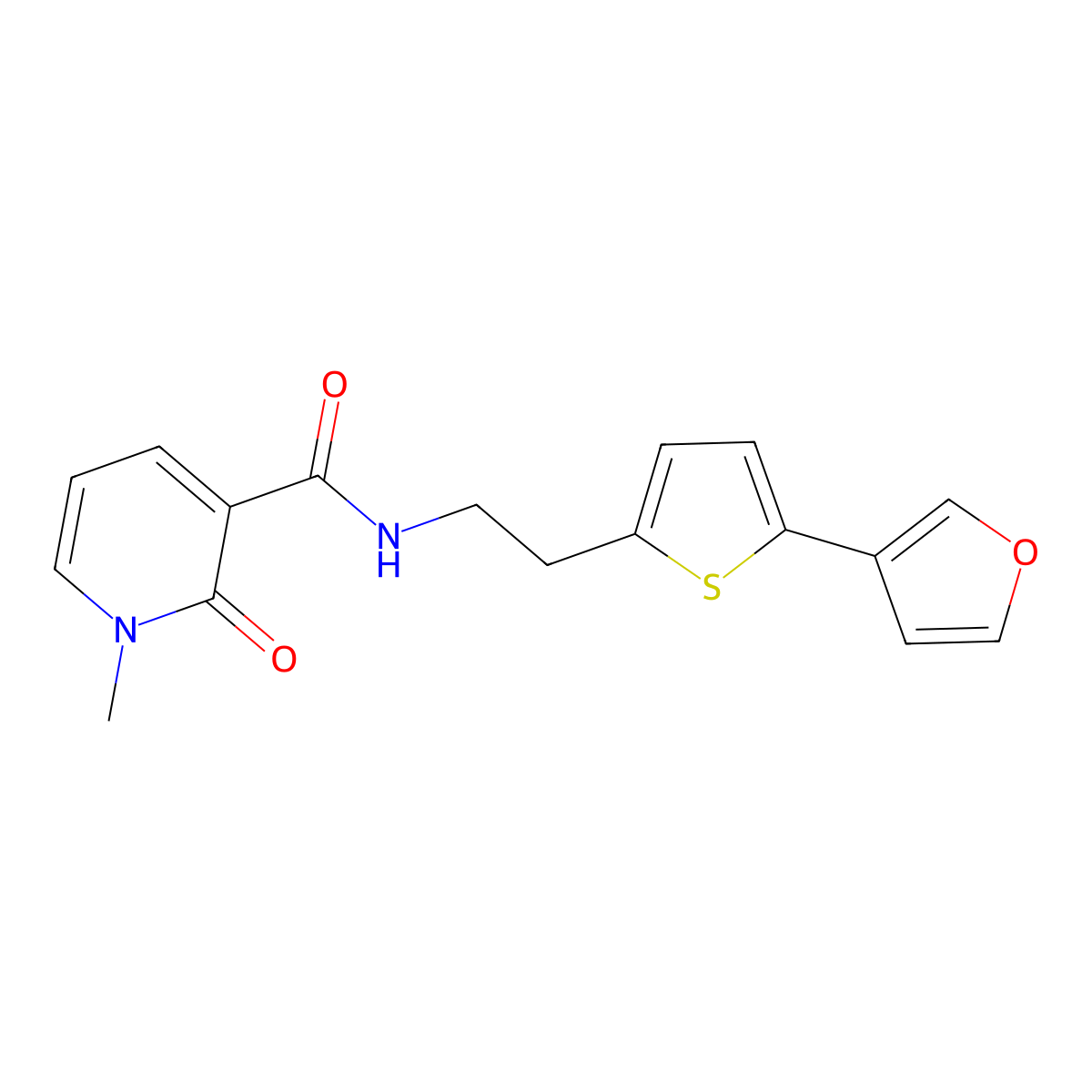 N-{2-[5-(furan-3-yl)thiophen-2-yl]ethyl}-1-methyl-2-oxo-1,2-dihydropyridine-3-carboxamide molecular structure, CAS 2034595-25-8