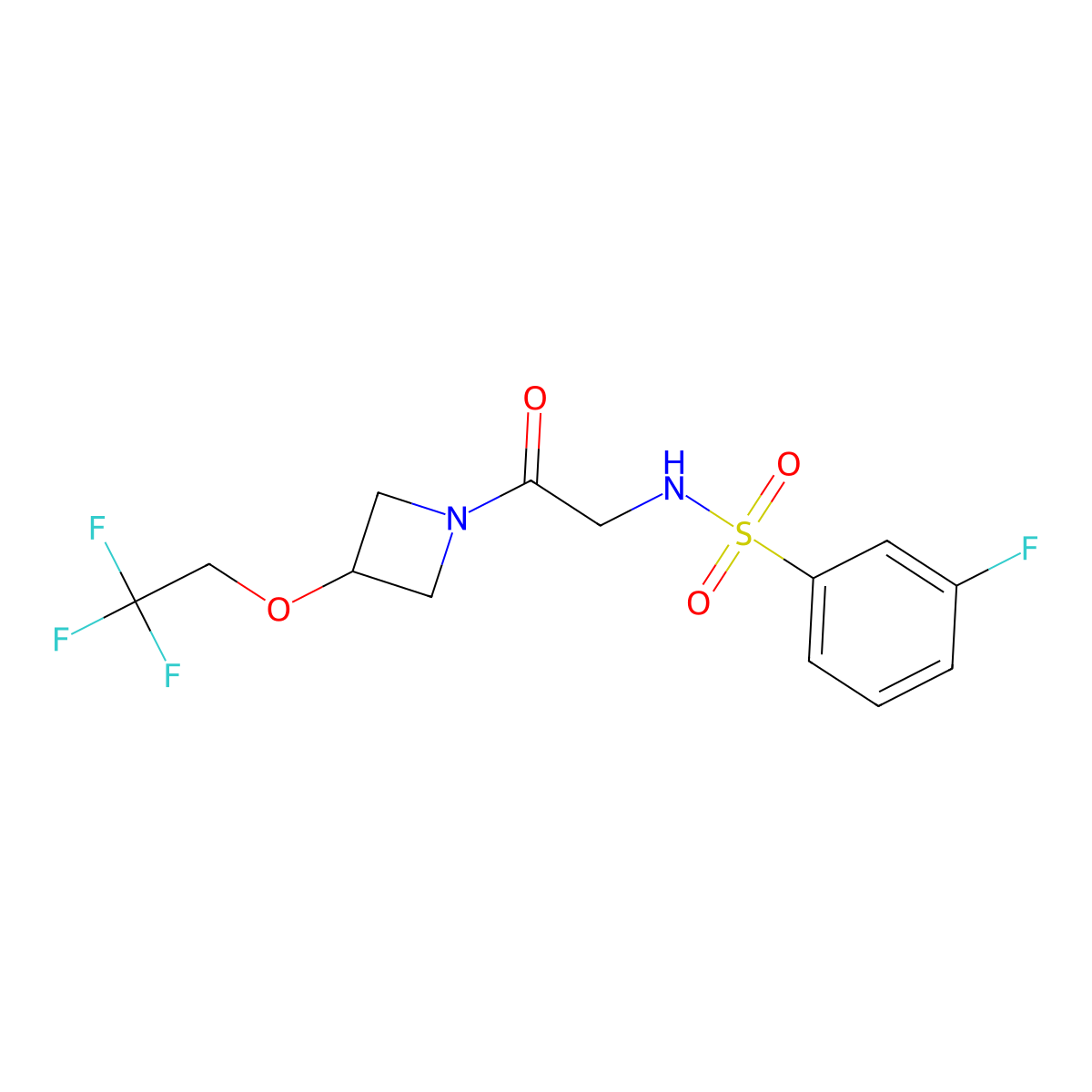 3-fluoro-N-(2-oxo-2-(3-(2,2,2-trifluoroethoxy)azetidin-1-yl)ethyl)benzenesulfonamide molecular structure, CAS 2034595-38-3