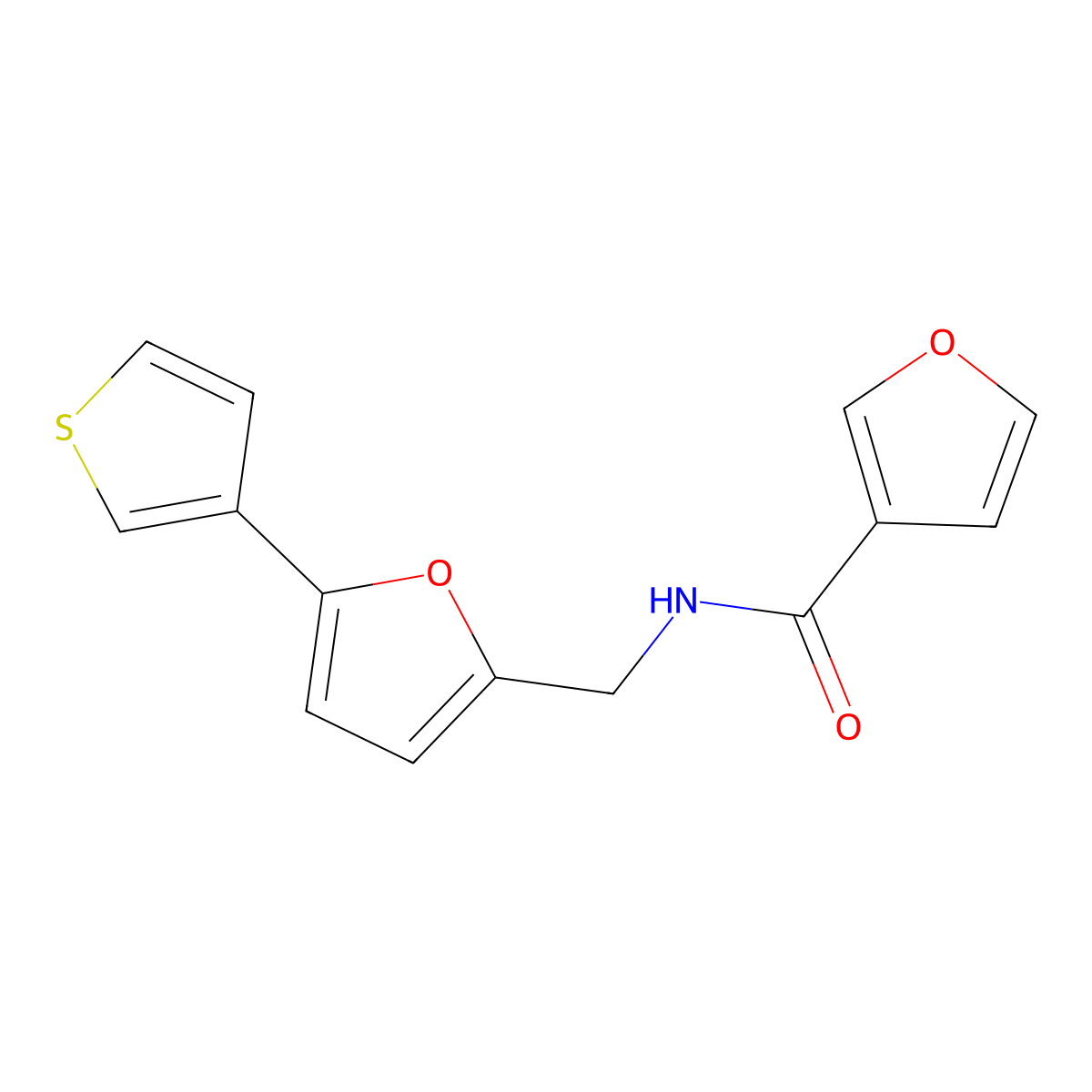 N-((5-(thiophen-3-yl)furan-2-yl)methyl)furan-3-carboxamide molecular structure, CAS 2034595-43-0