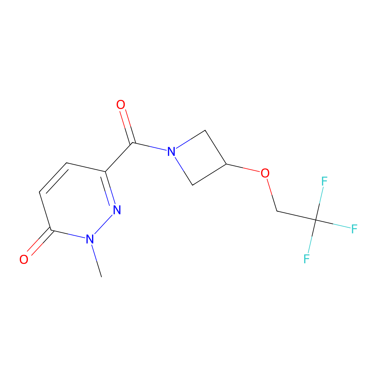 2-methyl-6-(3-(2,2,2-trifluoroethoxy)azetidine-1-carbonyl)pyridazin-3(2H)-one molecular structure, CAS 2034595-65-6