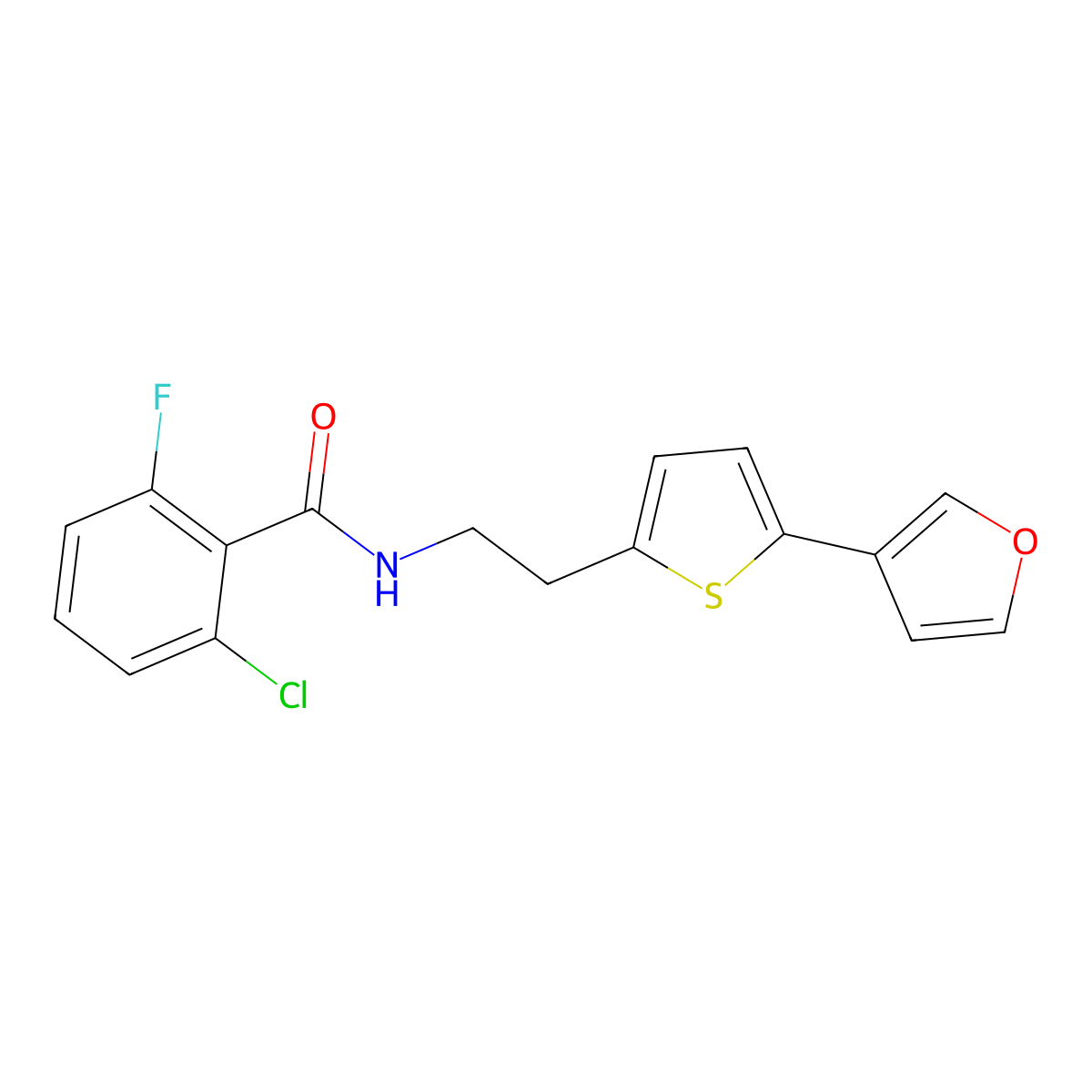2-chloro-6-fluoro-N-{2-[5-(furan-3-yl)thiophen-2-yl]ethyl}benzamide molecular structure, CAS 2034595-72-5