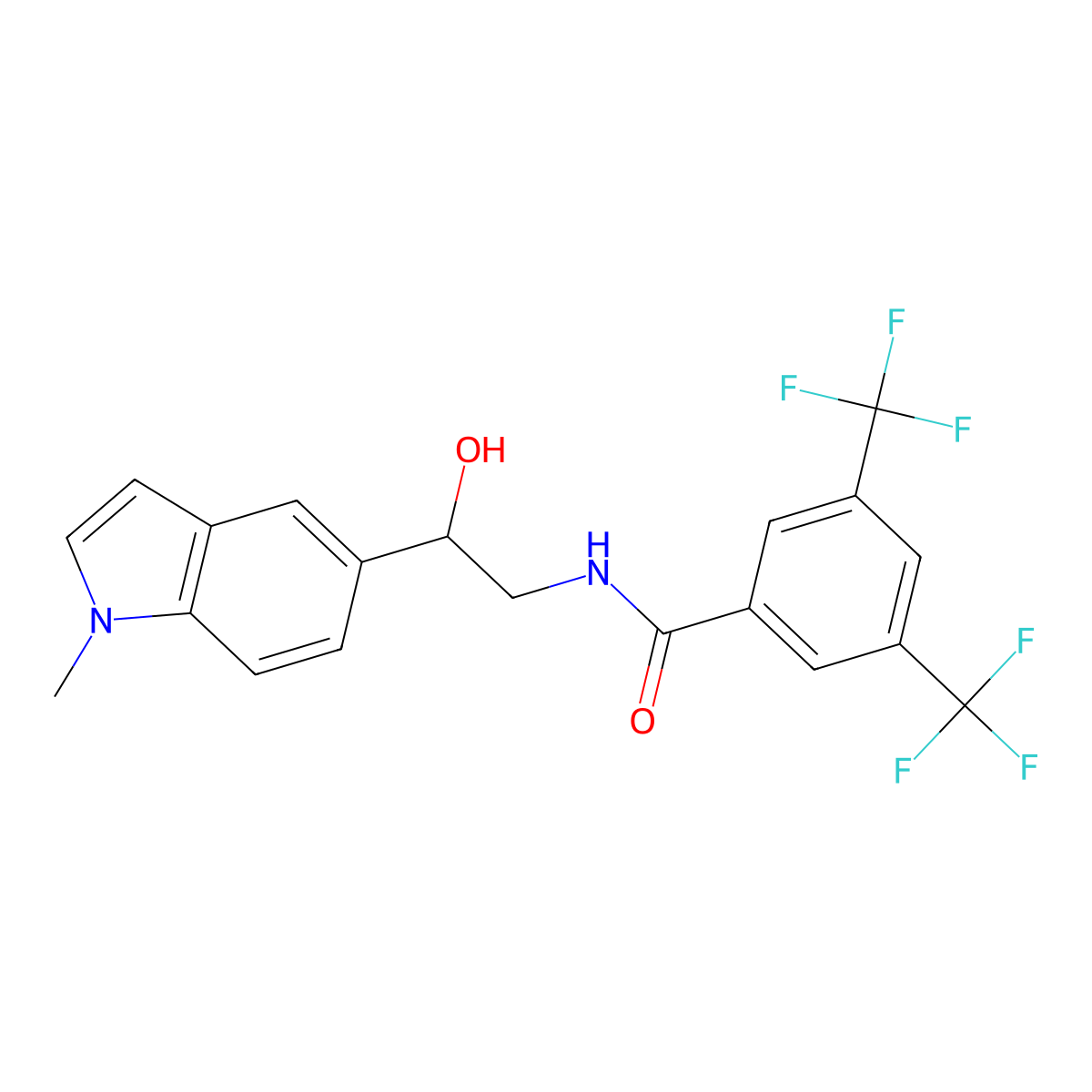 N-[2-hydroxy-2-(1-methyl-1H-indol-5-yl)ethyl]-3,5-bis(trifluoromethyl)benzamide molecular structure, CAS 2034595-74-7