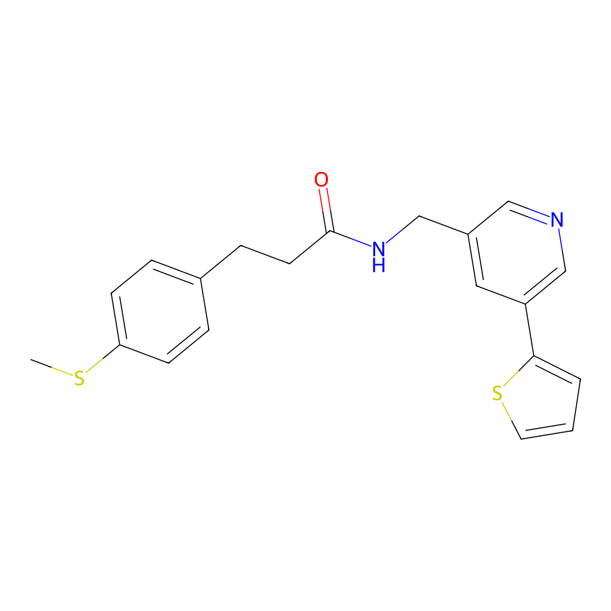 3-(4-(methylthio)phenyl)-N-((5-(thiophen-2-yl)pyridin-3-yl)methyl)propanamide molecular structure, CAS 2034595-76-9