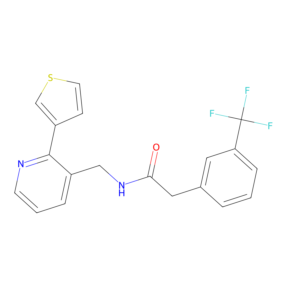 N-((2-(thiophen-3-yl)pyridin-3-yl)methyl)-2-(3-(trifluoromethyl)phenyl)acetamide molecular structure, CAS 2034595-81-6