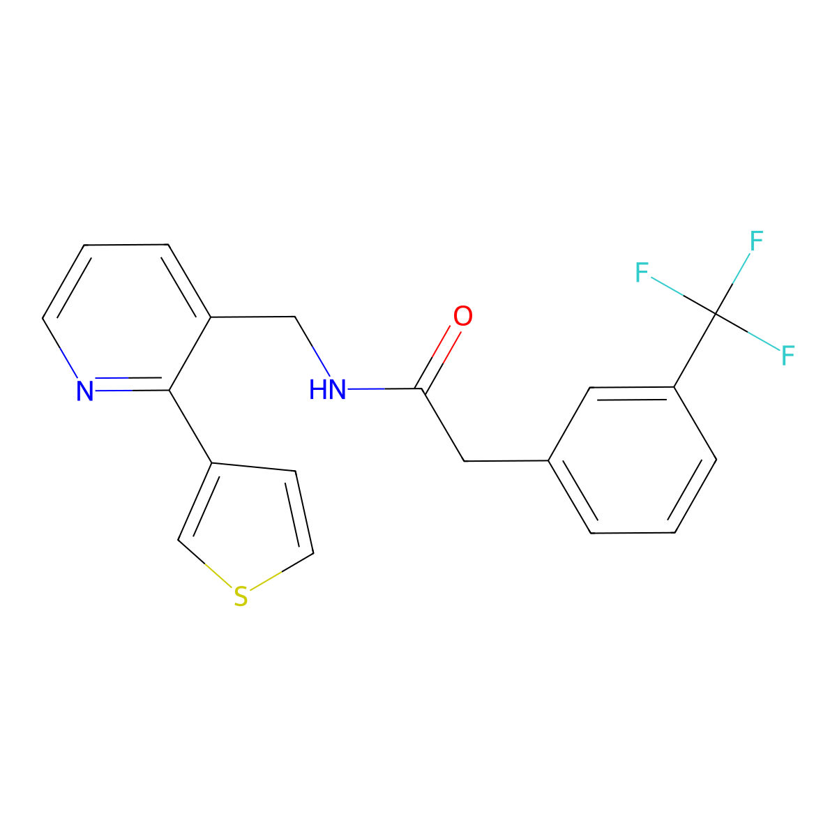 N-((2-(thiophen-3-yl)pyridin-3-yl)methyl)-2-(3-(trifluoromethyl)phenyl)acetamide molecular structure, CAS 2034595-81-6