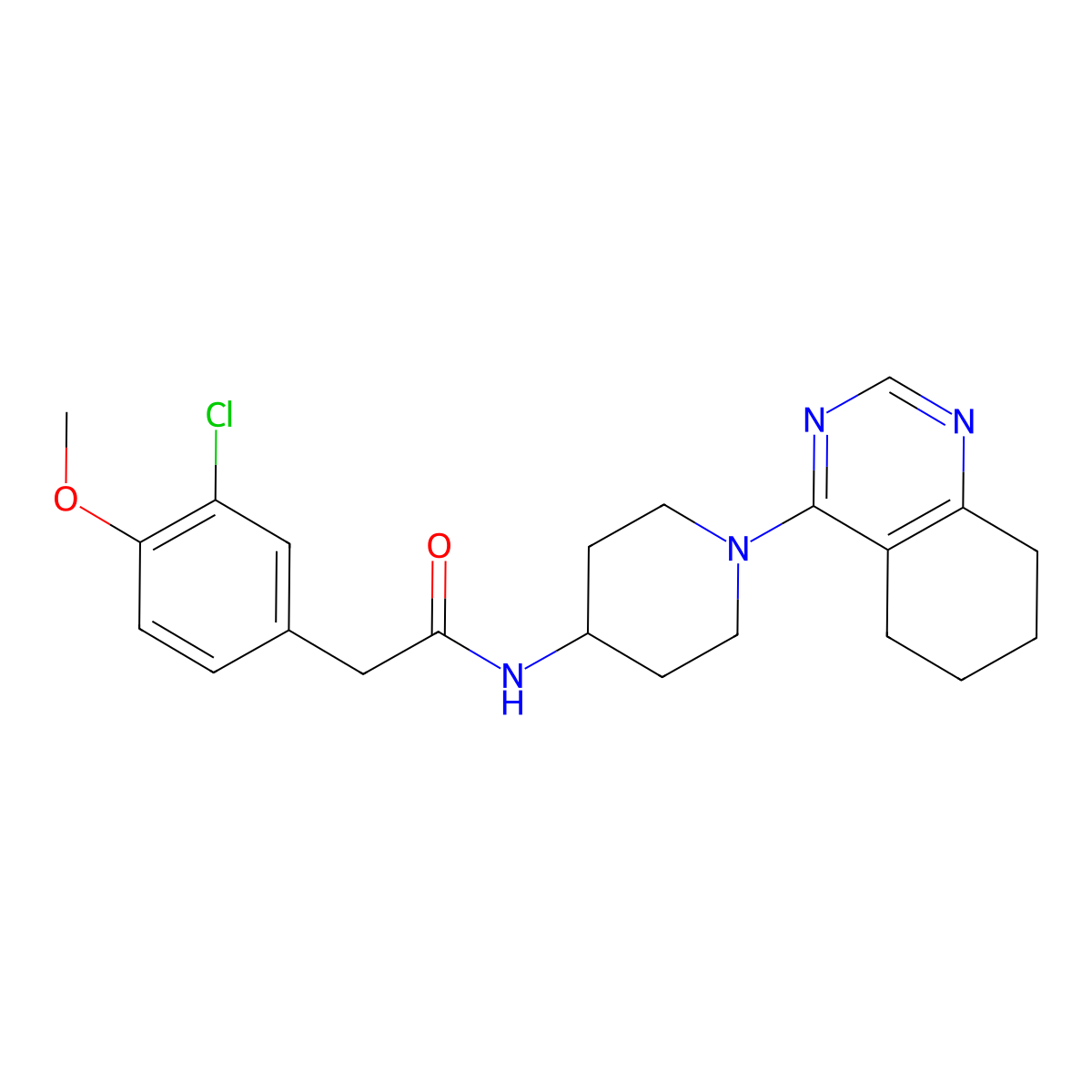 2-(3-chloro-4-methoxyphenyl)-N-[1-(5,6,7,8-tetrahydroquinazolin-4-yl)piperidin-4-yl]acetamide molecular structure, CAS 2034595-86-1