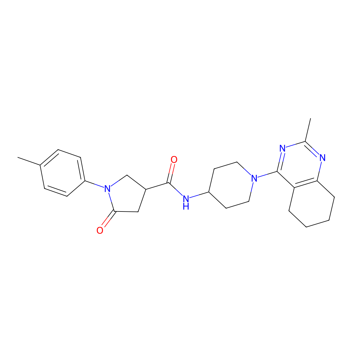 N-(1-(2-methyl-5,6,7,8-tetrahydroquinazolin-4-yl)piperidin-4-yl)-5-oxo-1-(p-tolyl)pyrrolidine-3-carboxamide molecular structure, CAS 2034595-92-9