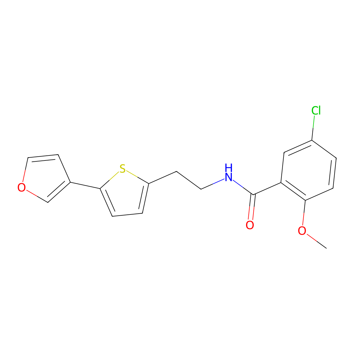 5-chloro-N-{2-[5-(furan-3-yl)thiophen-2-yl]ethyl}-2-methoxybenzamide molecular structure, CAS 2034595-99-6