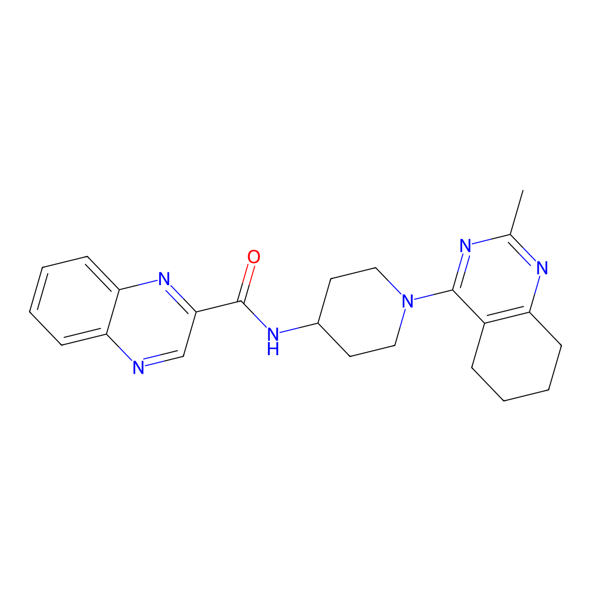 N-[1-(2-methyl-5,6,7,8-tetrahydroquinazolin-4-yl)piperidin-4-yl]quinoxaline-2-carboxamide molecular structure, CAS 2034596-04-6