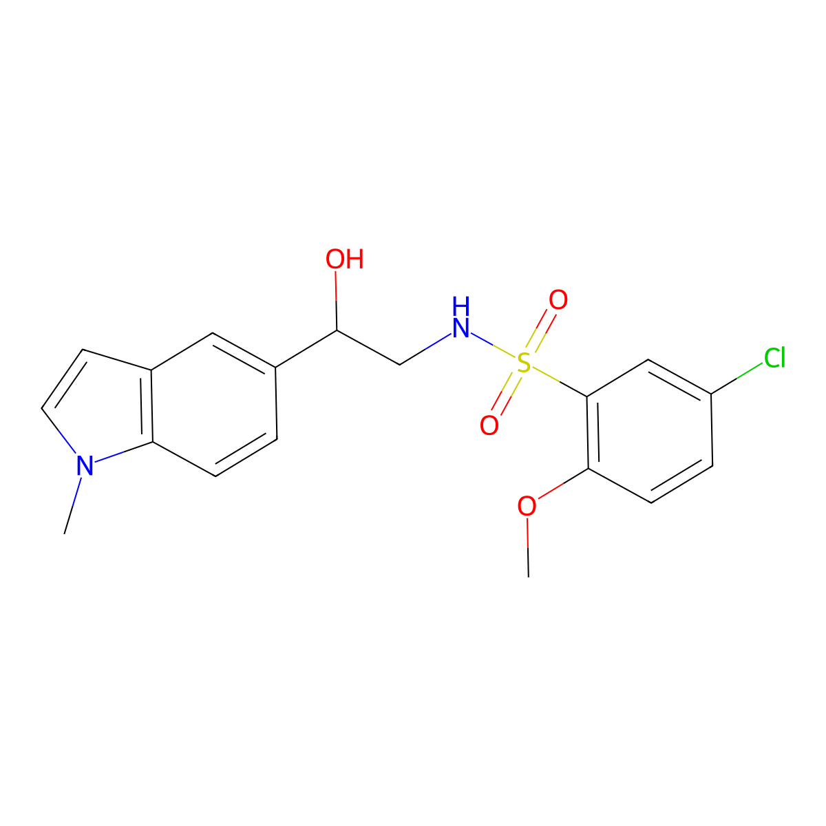 5-chloro-N-(2-hydroxy-2-(1-methyl-1H-indol-5-yl)ethyl)-2-methoxybenzenesulfonamide molecular structure, CAS 2034596-15-9
