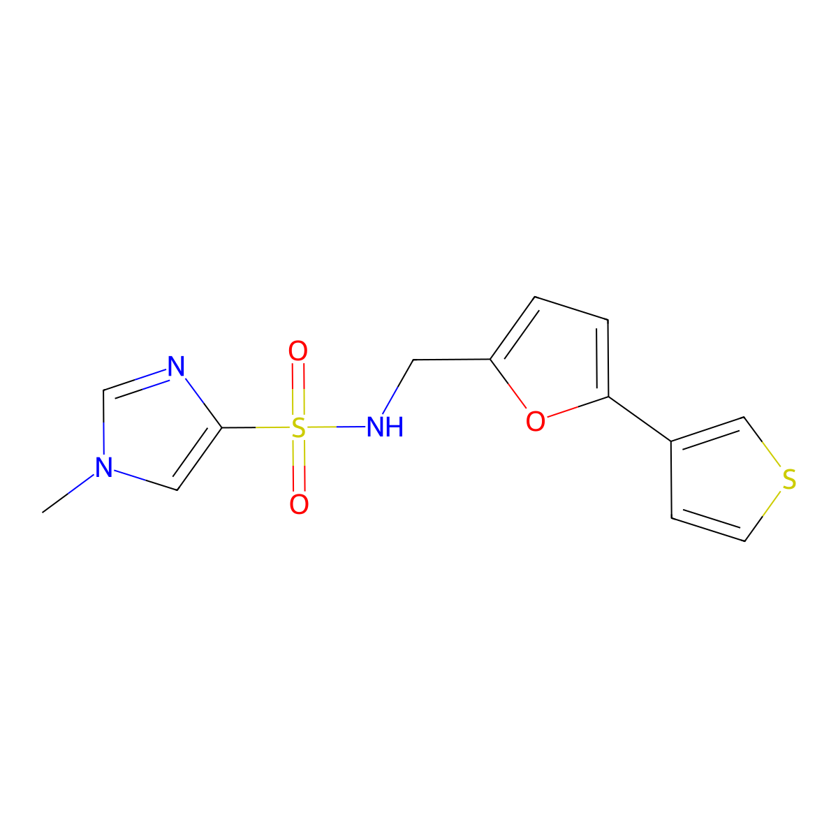 1-methyl-N-{[5-(thiophen-3-yl)furan-2-yl]methyl}-1H-imidazole-4-sulfonamide molecular structure, CAS 2034596-16-0