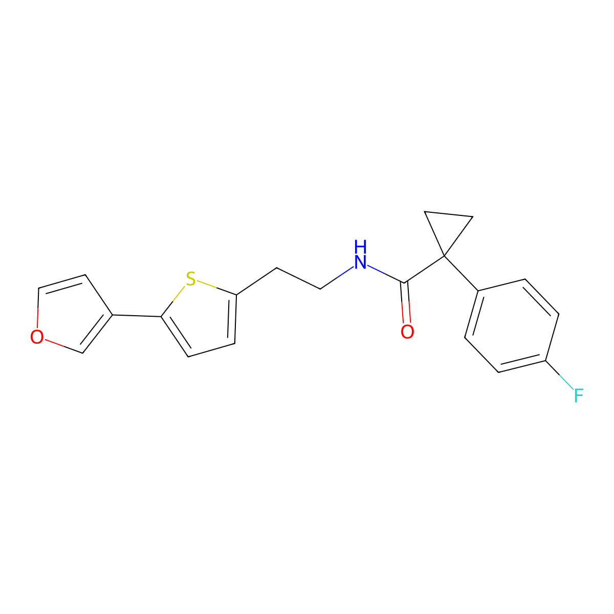1-(4-fluorophenyl)-N-(2-(5-(furan-3-yl)thiophen-2-yl)ethyl)cyclopropanecarboxamide molecular structure, CAS 2034596-19-3