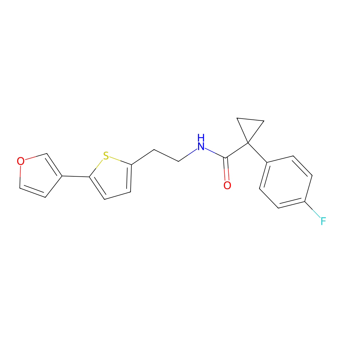 1-(4-fluorophenyl)-N-(2-(5-(furan-3-yl)thiophen-2-yl)ethyl)cyclopropanecarboxamide molecular structure, CAS 2034596-19-3