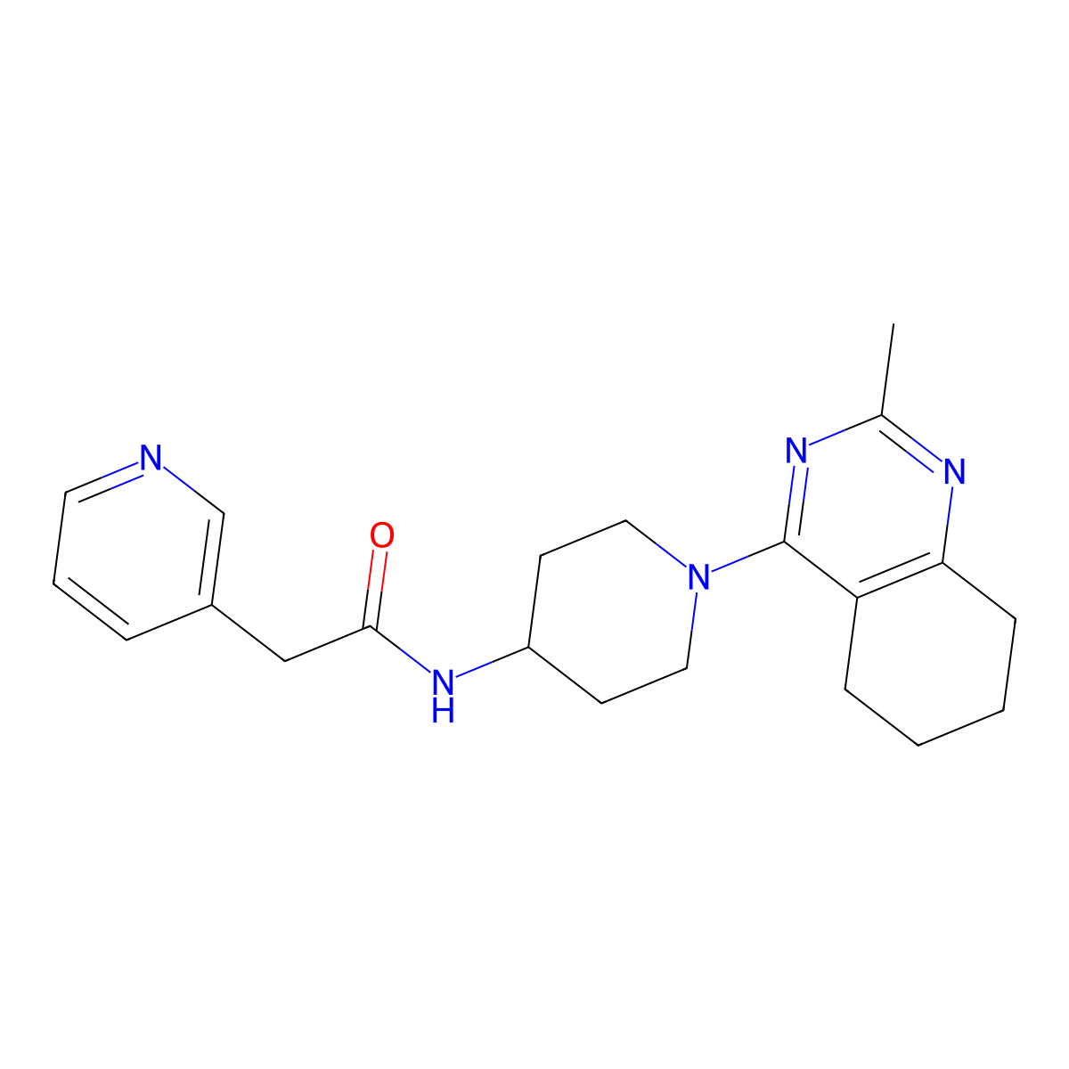 N-[1-(2-methyl-5,6,7,8-tetrahydroquinazolin-4-yl)piperidin-4-yl]-2-(pyridin-3-yl)acetamide molecular structure, CAS 2034596-33-1