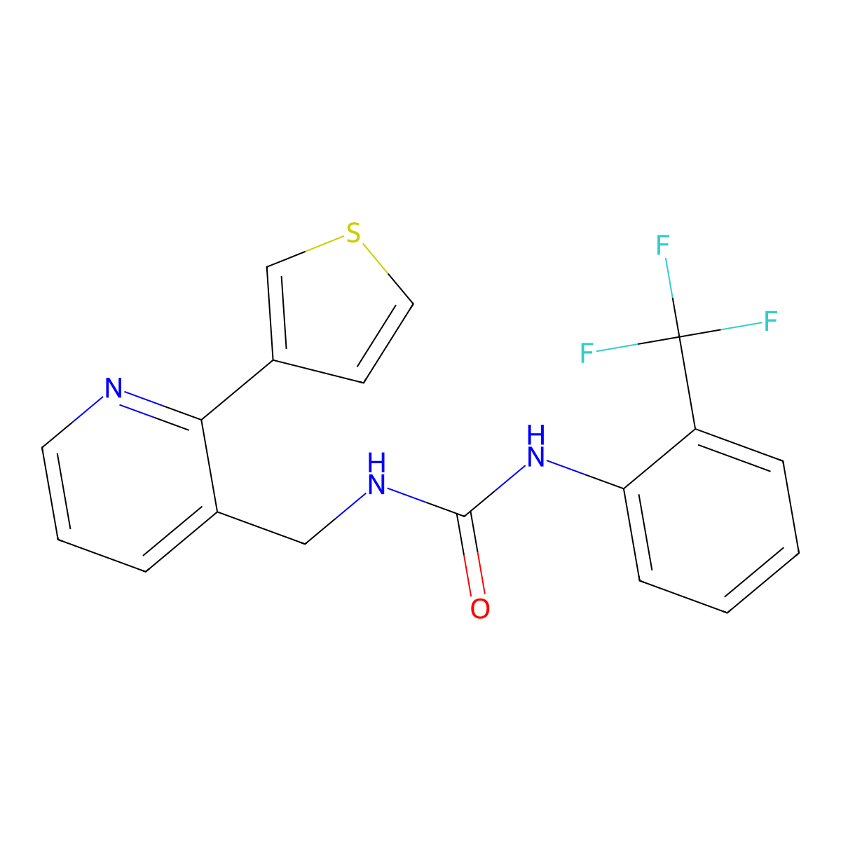 1-{[2-(Thiophen-3-yl)pyridin-3-yl]methyl}-3-[2-(trifluoromethyl)phenyl]urea molecular structure, CAS 2034596-35-3