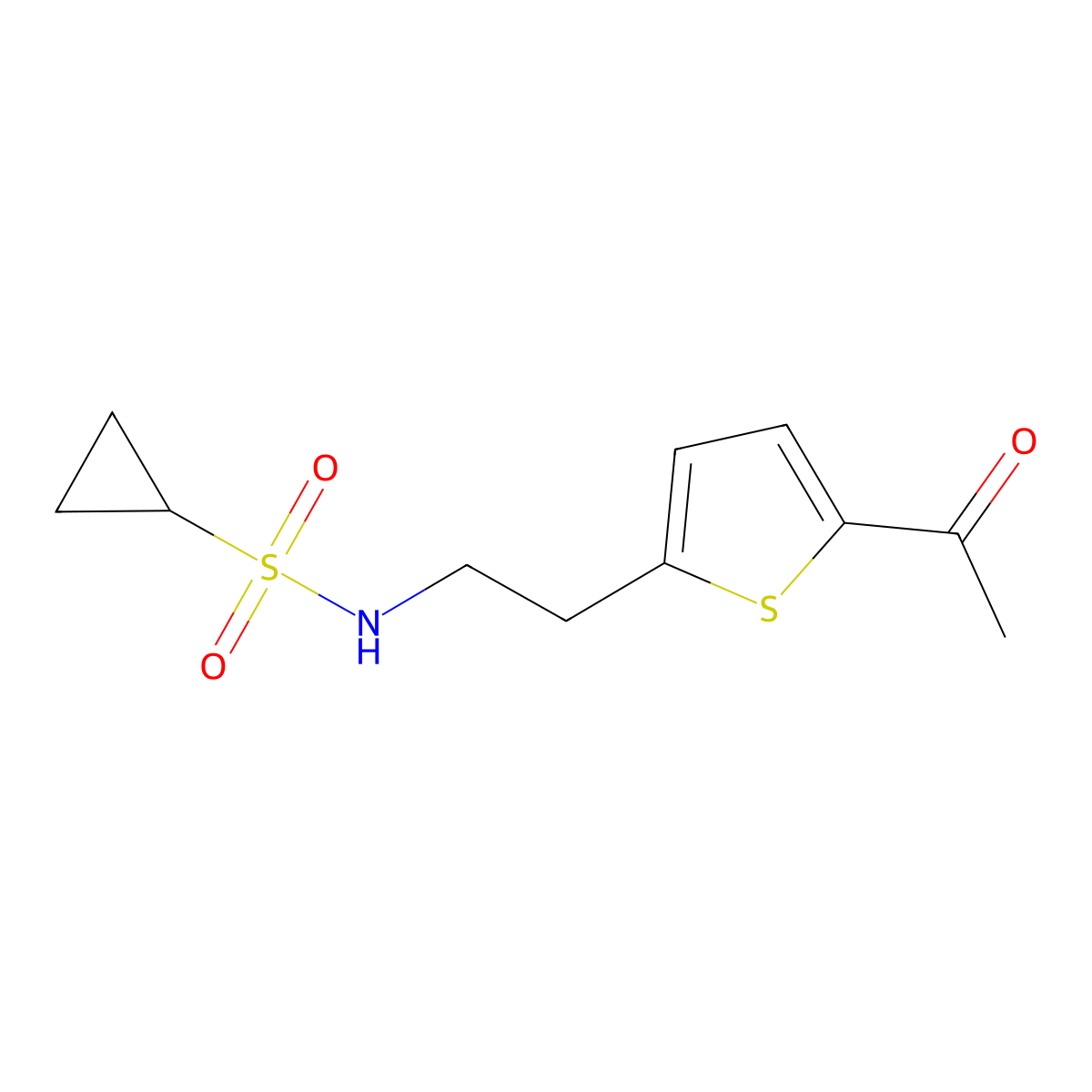 N-[2-(5-acetylthiophen-2-yl)ethyl]cyclopropanesulfonamide molecular structure, CAS 2034596-38-6