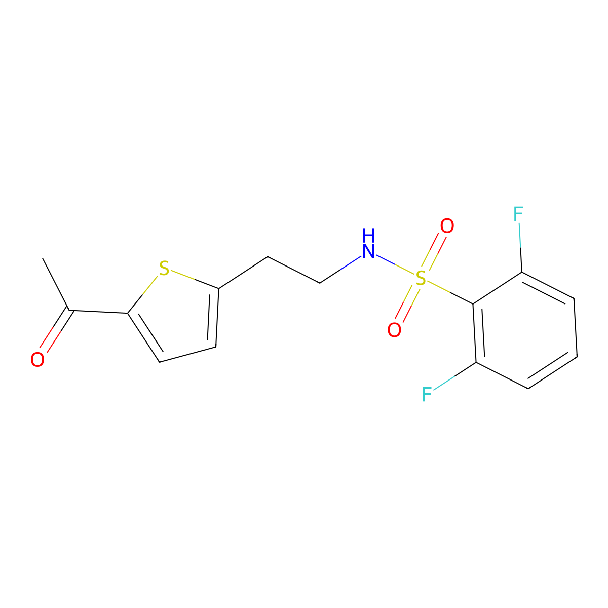 N-(2-(5-acetylthiophen-2-yl)ethyl)-2,6-difluorobenzenesulfonamide molecular structure, CAS 2034596-55-7