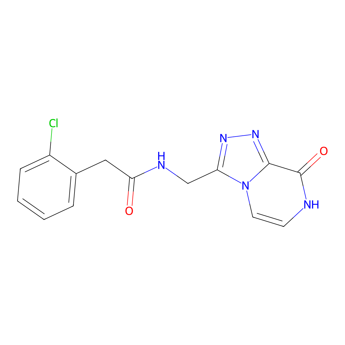 2-(2-chlorophenyl)-N-((8-hydroxy-[1,2,4]triazolo[4,3-a]pyrazin-3-yl)methyl)acetamide molecular structure, CAS 2034596-67-1