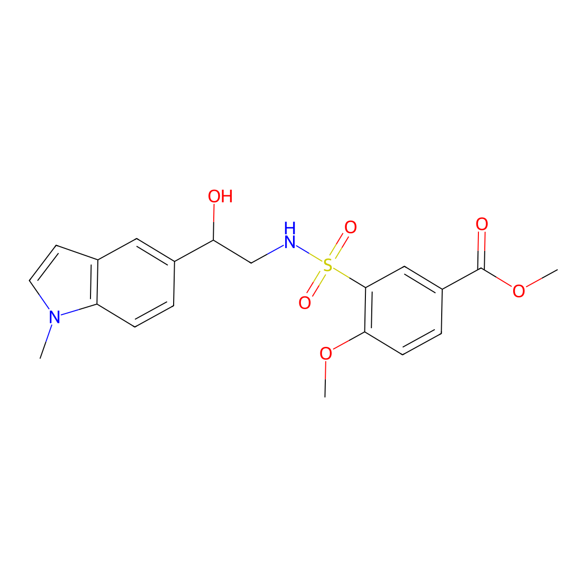 methyl 3-(N-(2-hydroxy-2-(1-methyl-1H-indol-5-yl)ethyl)sulfamoyl)-4-methoxybenzoate molecular structure, CAS 2034596-72-8