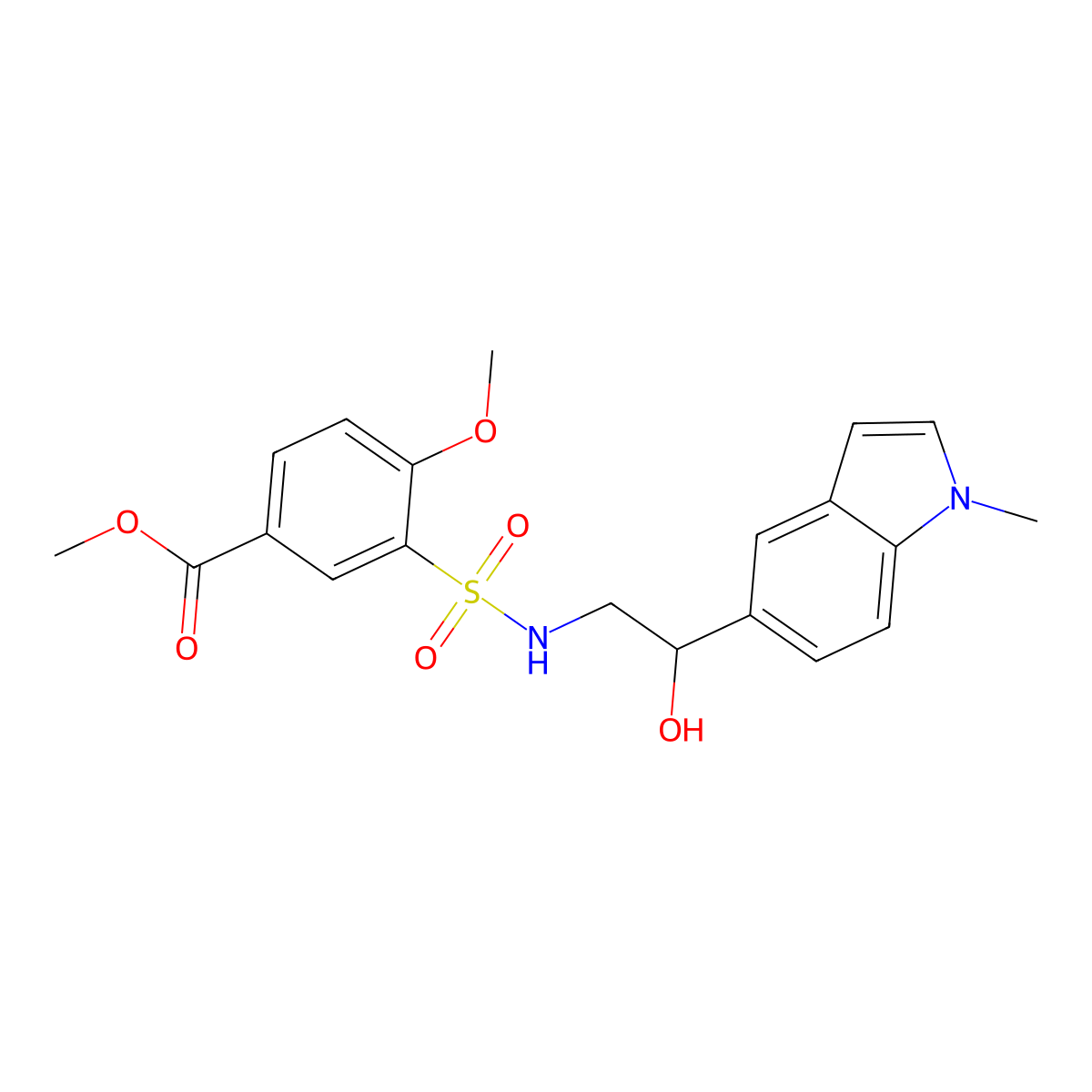 methyl 3-(N-(2-hydroxy-2-(1-methyl-1H-indol-5-yl)ethyl)sulfamoyl)-4-methoxybenzoate molecular structure, CAS 2034596-72-8