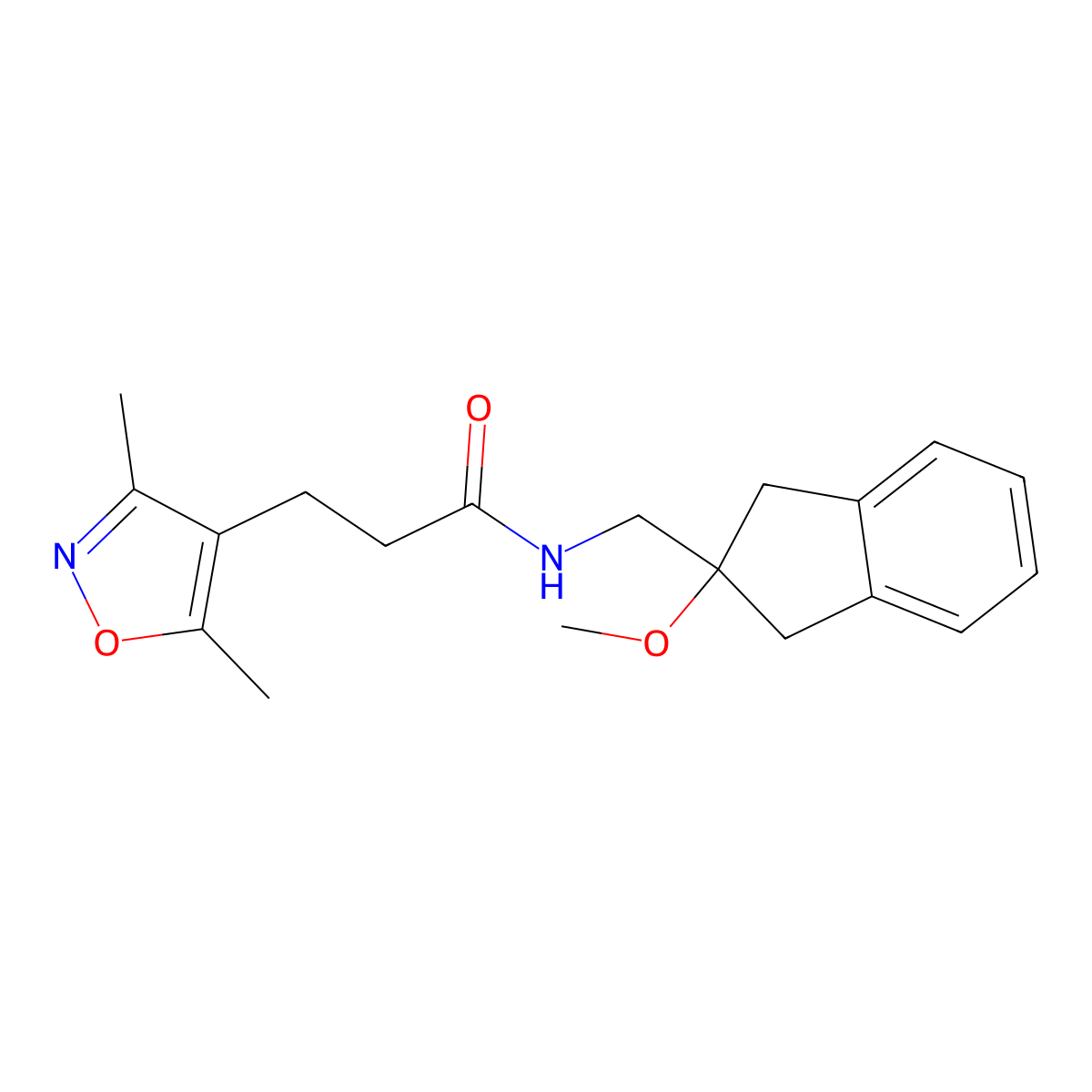 3-(3,5-dimethylisoxazol-4-yl)-N-((2-methoxy-2,3-dihydro-1H-inden-2-yl)methyl)propanamide molecular structure, CAS 2034596-81-9