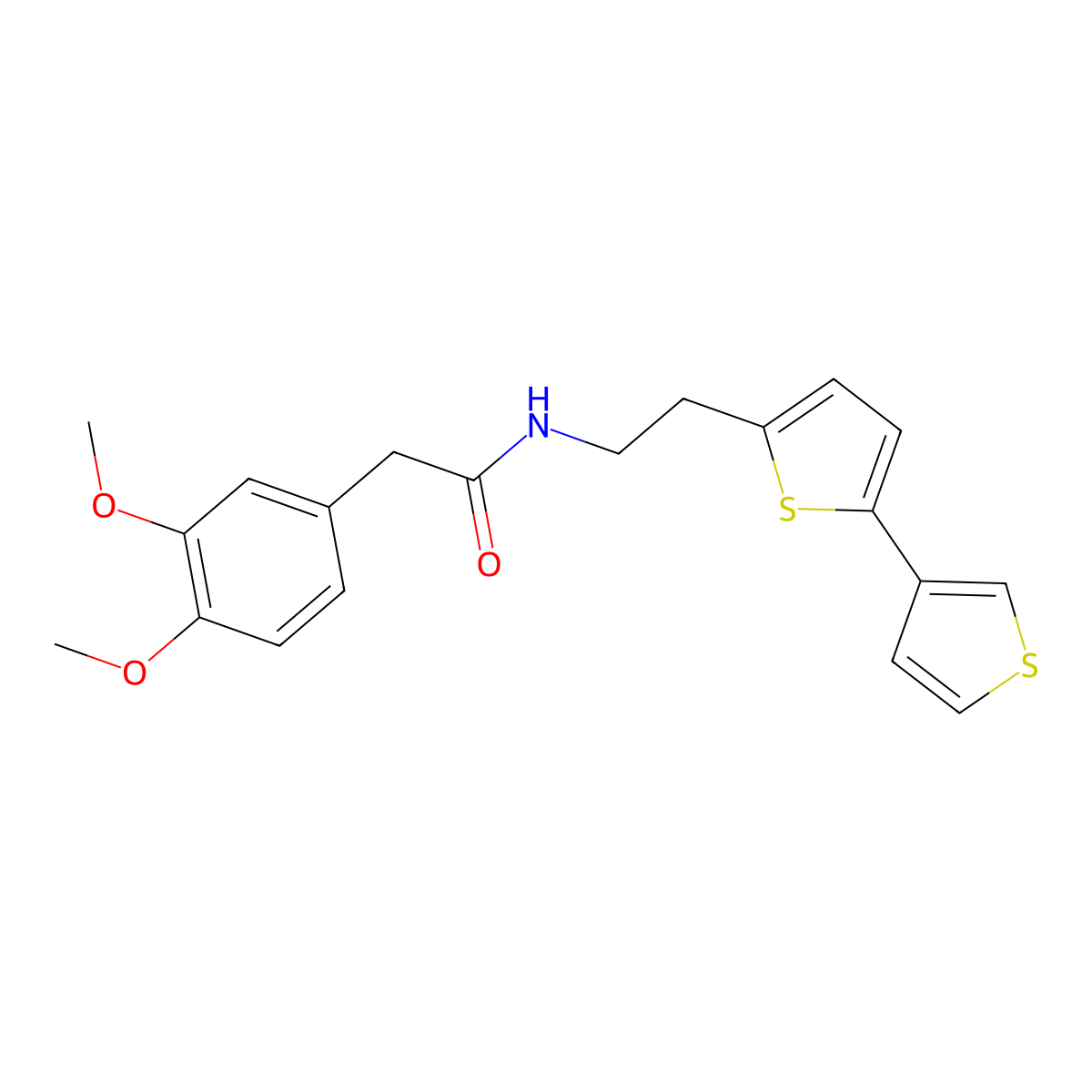 N-(2-{[2,3'-bithiophene]-5-yl}ethyl)-2-(3,4-dimethoxyphenyl)acetamide molecular structure, CAS 2034596-85-3