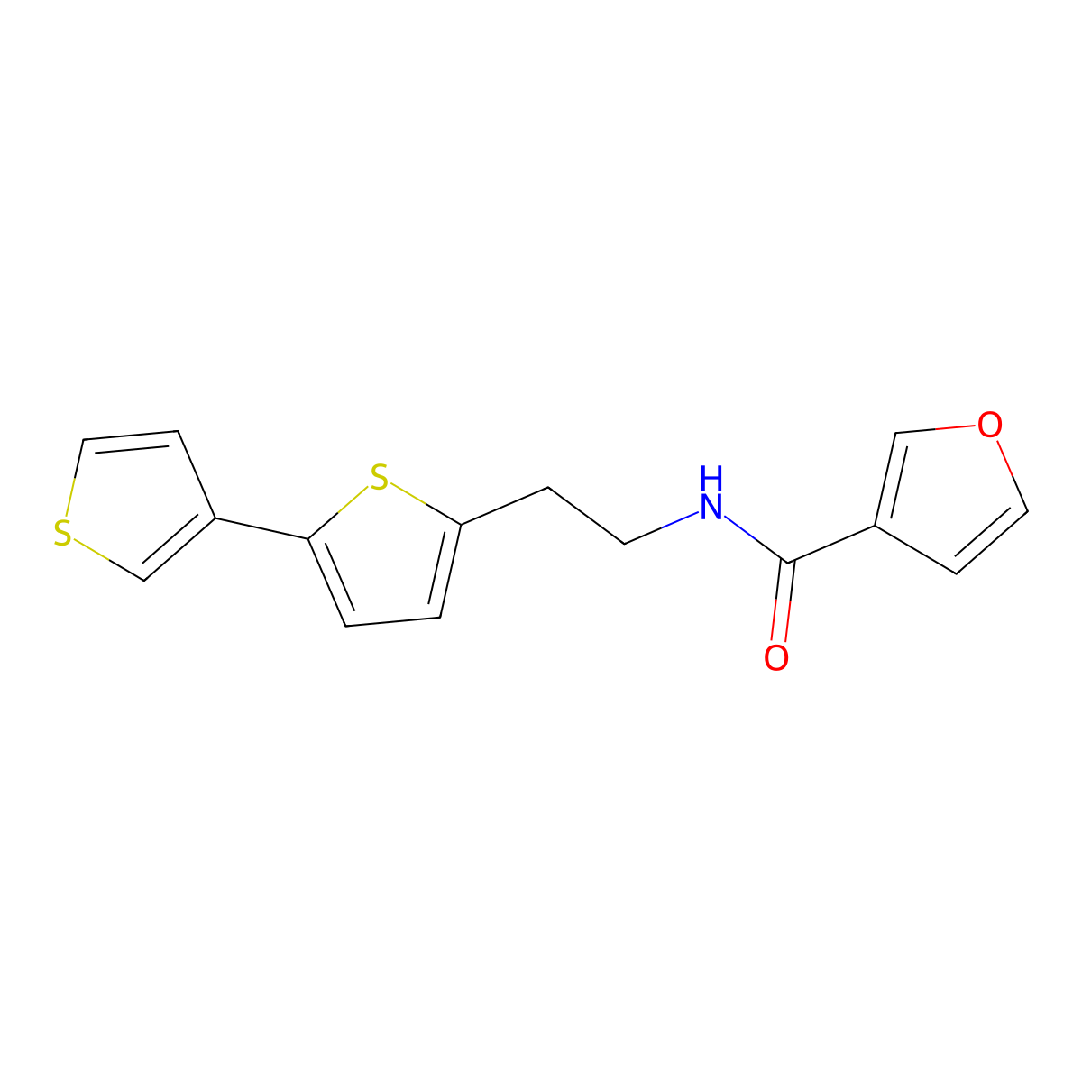 N-(2-([2,3'-bithiophen]-5-yl)ethyl)furan-3-carboxamide molecular structure, CAS 2034597-02-7