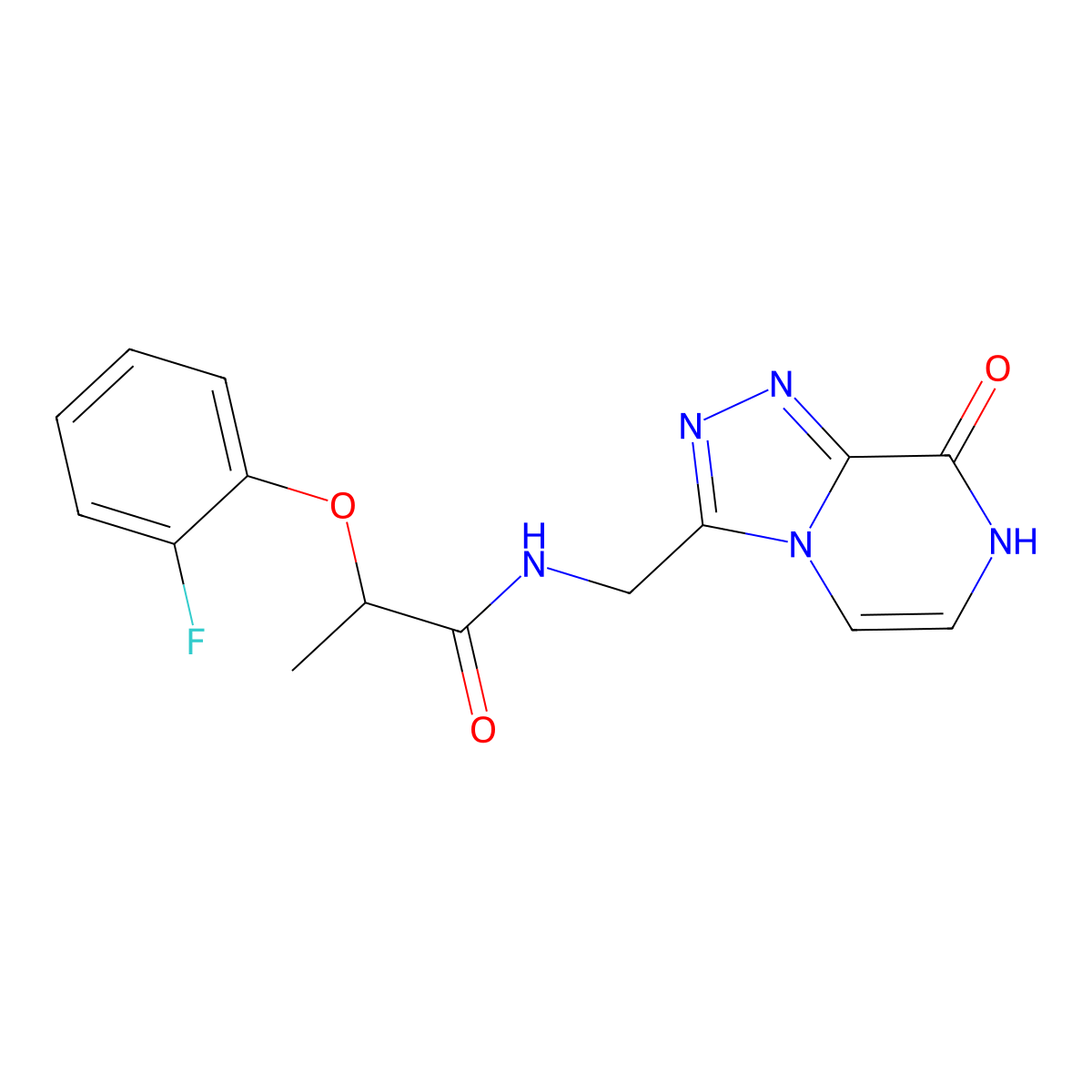 2-(2-fluorophenoxy)-N-((8-hydroxy-[1,2,4]triazolo[4,3-a]pyrazin-3-yl)methyl)propanamide molecular structure, CAS 2034597-05-0