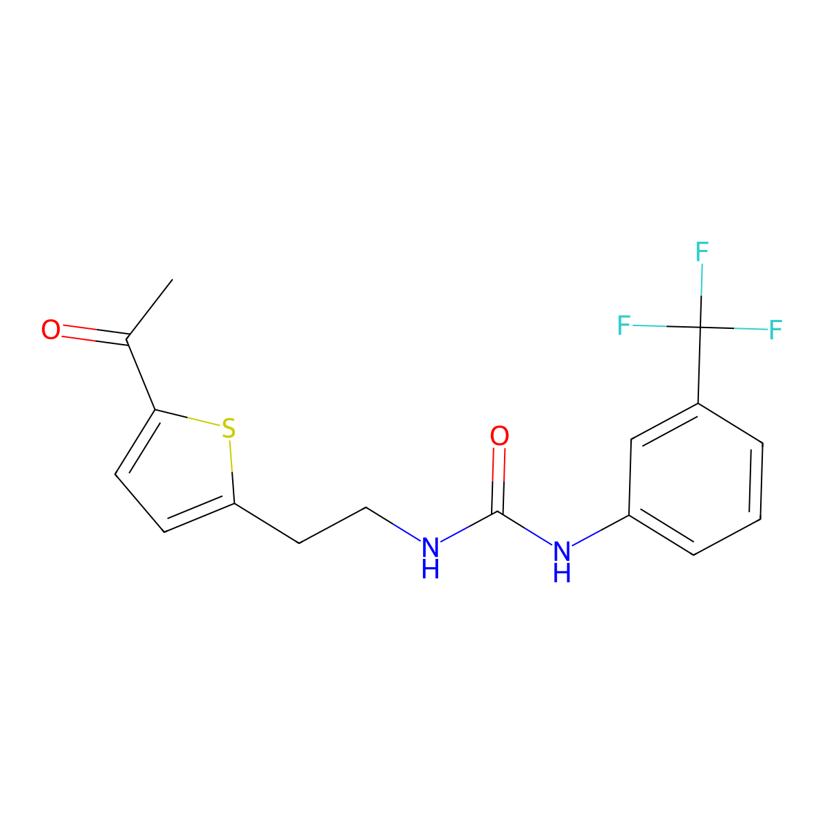 1-(2-(5-Acetylthiophen-2-yl)ethyl)-3-(3-(trifluoromethyl)phenyl)urea molecular structure, CAS 2034597-11-8