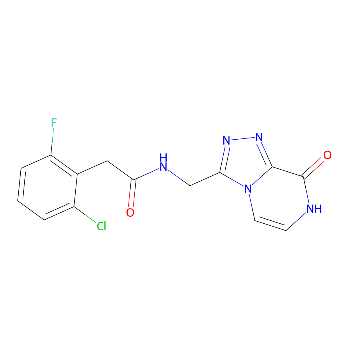 2-(2-chloro-6-fluorophenyl)-N-((8-hydroxy-[1,2,4]triazolo[4,3-a]pyrazin-3-yl)methyl)acetamide molecular structure, CAS 2034597-16-3
