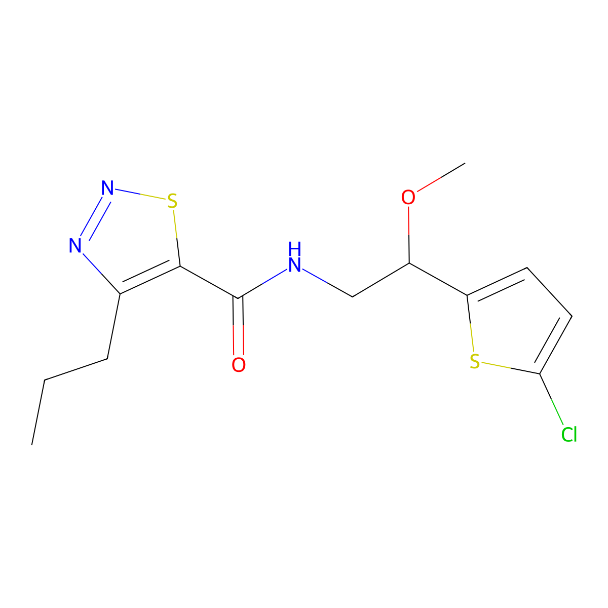 N-[2-(5-chlorothiophen-2-yl)-2-methoxyethyl]-4-propyl-1,2,3-thiadiazole-5-carboxamide molecular structure, CAS 2034597-20-9